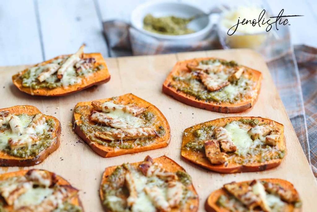 mini sweet potato chicken pesto pizzas 4